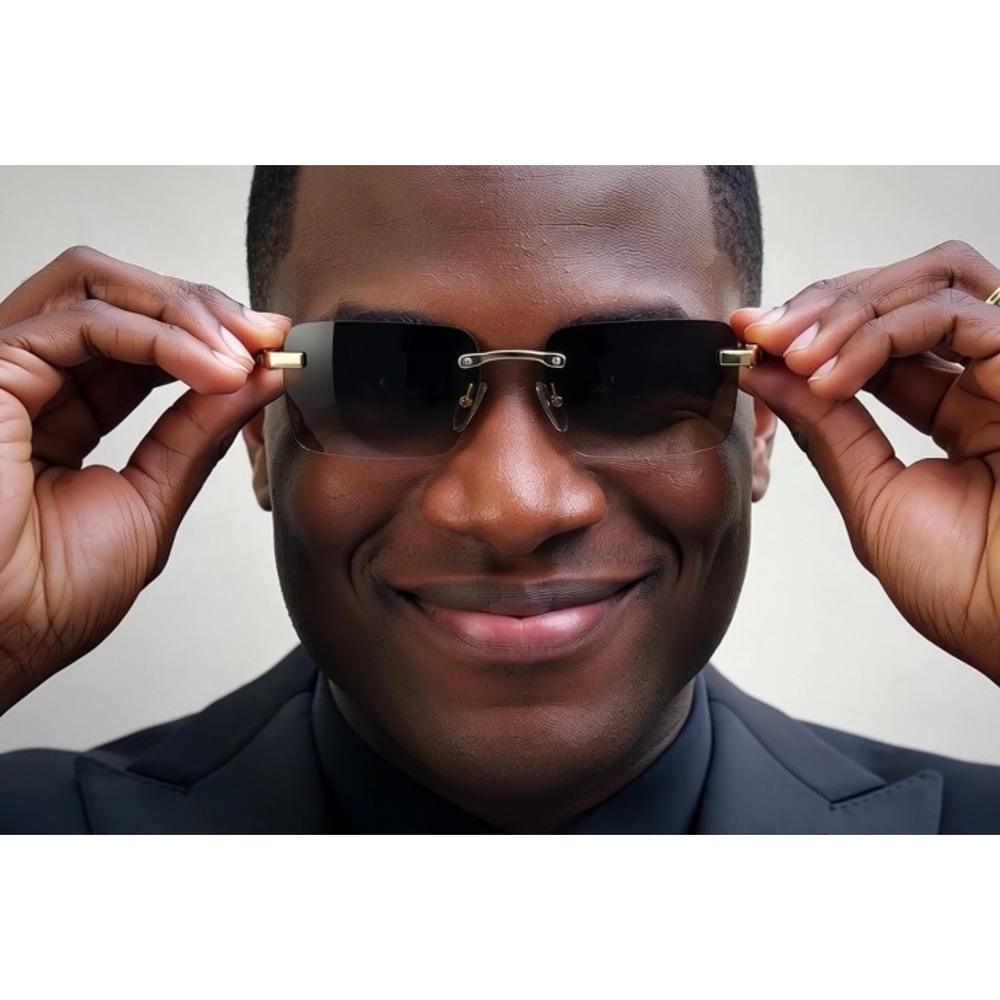 Retro Vintage‎ Sunglasses Brown Lens Frameless Outdoor Driving Casual Shades New